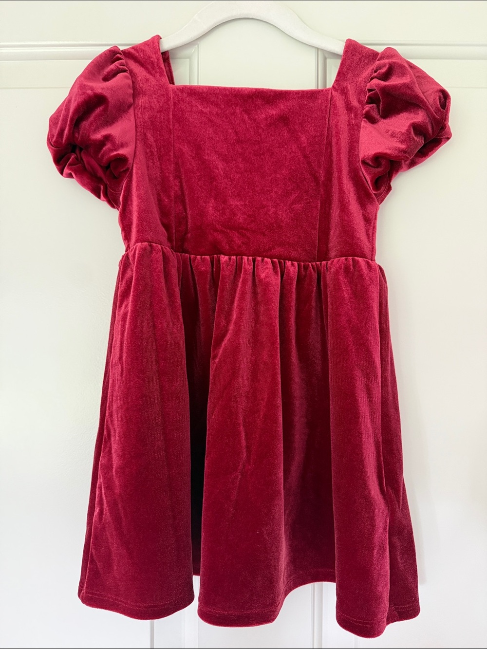 GAP Girls Red Velvet Puff Sleeve Formal Dress